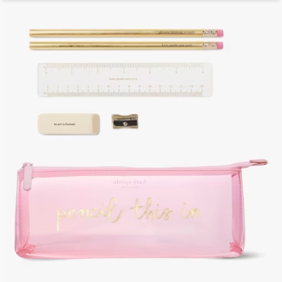 kate spade Other - Kate Spade Pencil Case Clear Pink Set Pencil This In School Supplies Dorm Decor